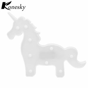 Unicorn Shape LED Night Light Warm White Bedside Lamp Table Light Battery Operated for Christmas New Year Party Decoration