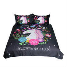 Load image into Gallery viewer, BeddingOutlet Unicorn Bedding Set Cartoon Print for Kids Duvet Cover With Pillowcases Girls Bed Set Floral Home Textiles