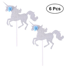 Load image into Gallery viewer, 6pcs Unicorn Cake Topper Cake Cupcake Picks Cake Decoration Birthday Party Supplies