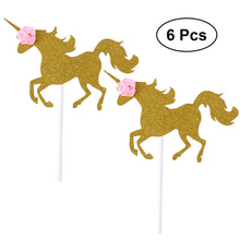 Load image into Gallery viewer, 6pcs Unicorn Cake Topper Cake Cupcake Picks Cake Decoration Birthday Party Supplies