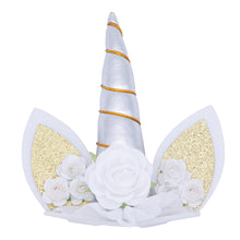 Load image into Gallery viewer, Unicorn Cake Topper with Flower Decorative Cake Decoration Party Supplies for Birthday Baby Shower Unicorn Theme Party