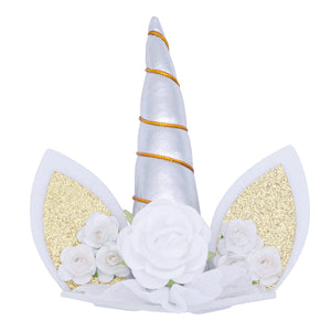 Unicorn Cake Topper with Flower Decorative Cake Decoration Party Supplies for Birthday Baby Shower Unicorn Theme Party