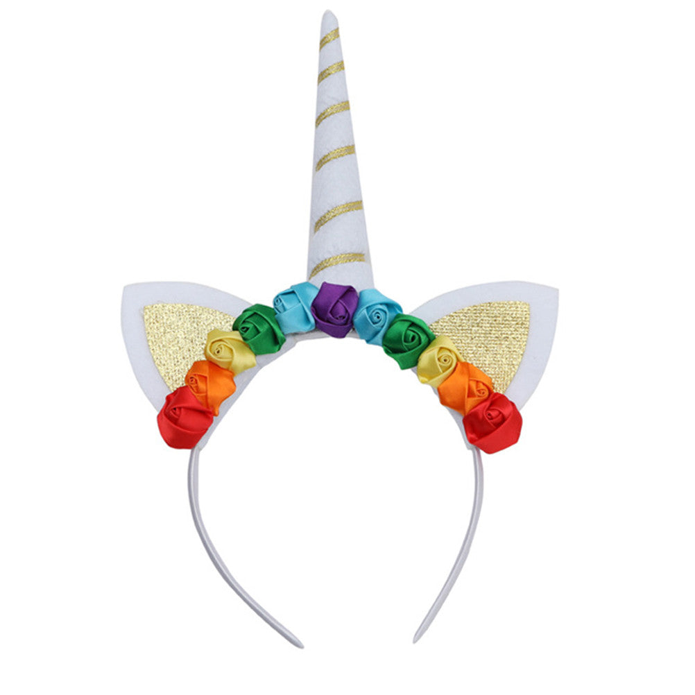 Unicorn Floral Hair Band Hair Hoop of Gold Glitter Princess Birthday Party Unicorn Headband Supply Favor Decoration