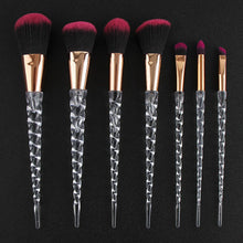 Load image into Gallery viewer, Fashion 7pcs Unicorn Brushes Set Crystal Spiral Handle Foundation Blending Power Makeup Brushes Set Cosmetic Beauty pinceaux
