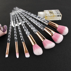 Fashion 7pcs Unicorn Brushes Set Crystal Spiral Handle Foundation Blending Power Makeup Brushes Set Cosmetic Beauty pinceaux