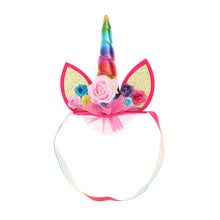 Load image into Gallery viewer, Children Unicorn Headband Hair Hoop Flowers Headdress Headpiece for Party Decoration