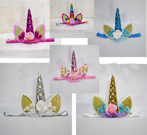 Children Unicorn Headband Hair Hoop Flowers Headdress Headpiece for Party Decoration