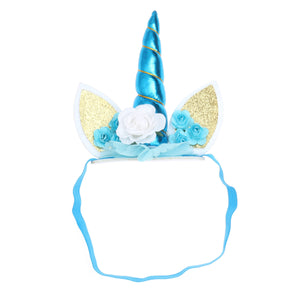 Children Unicorn Headband Hair Hoop Flowers Headdress Headpiece for Party Decoration