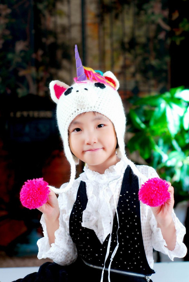 Lovely Cartoon Hat Warm Knitted Winter Cap Unicorn for Children Kids
