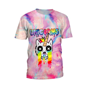 Fashion Unicorn Rainbow Print T-shirt for Teenage and Couples