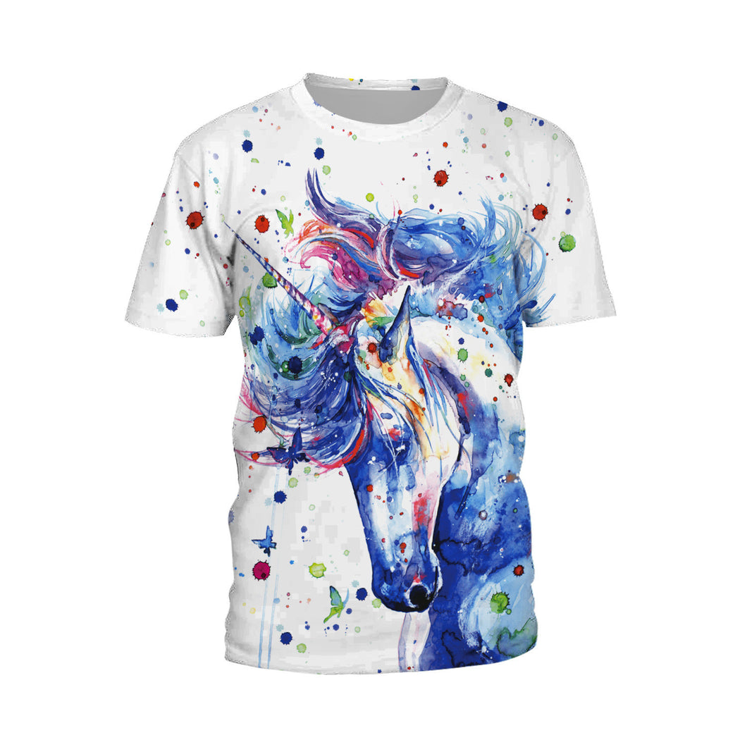 Fashion Unicorn Rainbow Print T-shirt for Teenage and Couples
