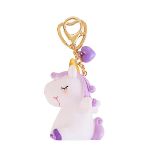 Cute Unicorn Pendant Squeeze Sound Unicorn Stress Relieving Dolls Keychain Pendant Toy (Purple)
