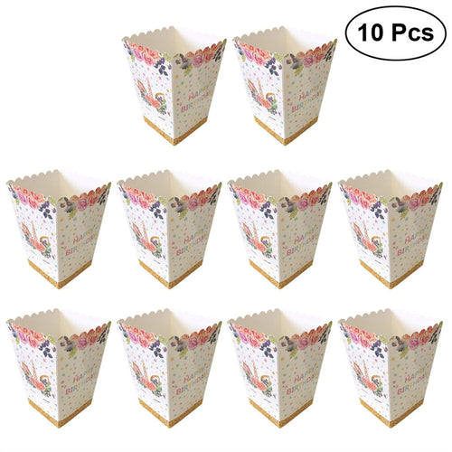 10PCS Unicorn Popcorn Candy Treat Boxes Magical Unicorn Party Supplies Birthday Party Favors Cardboard Popcorn Container